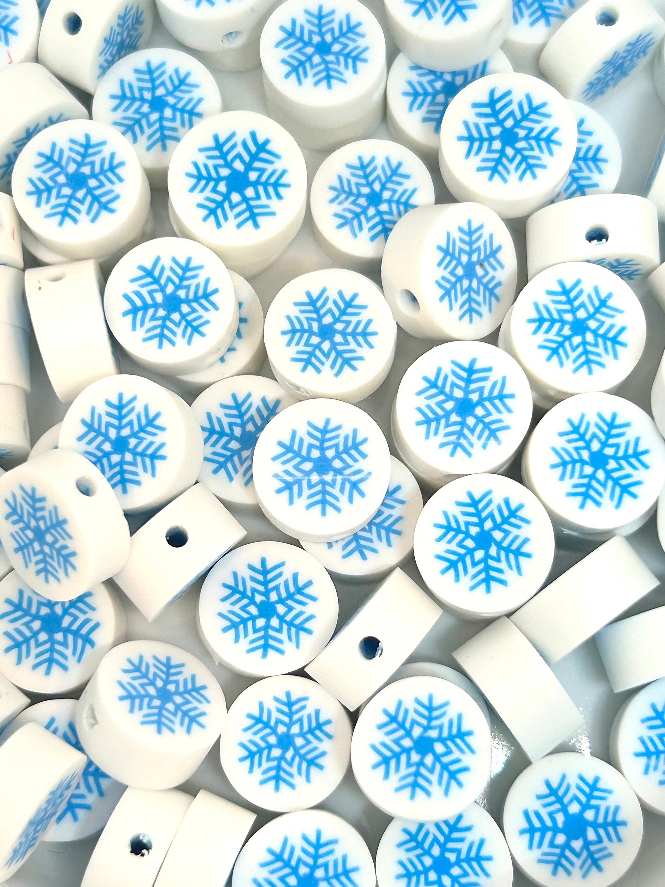 Clay Snowflake Beads, Winter Themed Beads