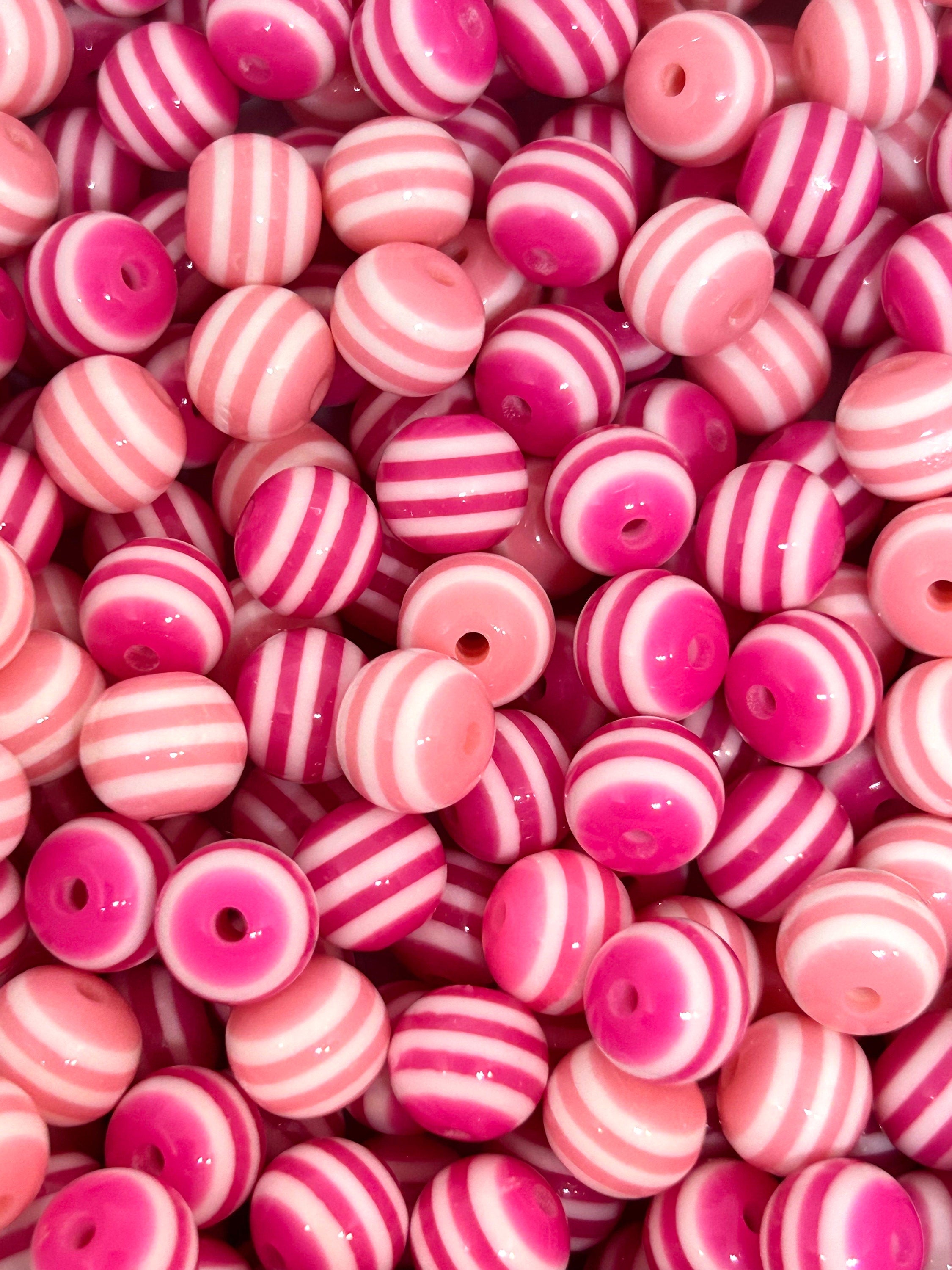 8mm Cute Pink Striped Bead Mix for DIY Jewelry