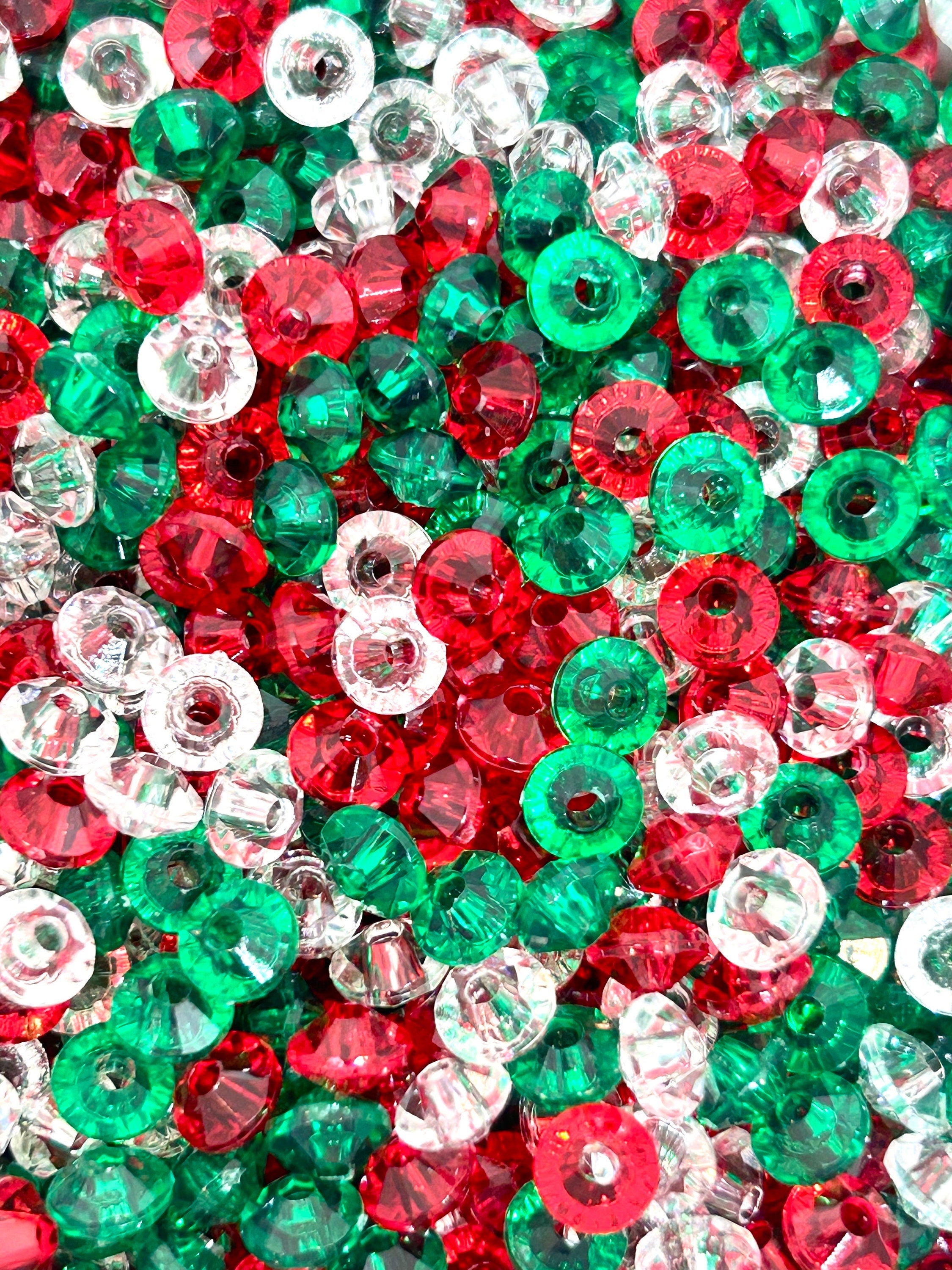 6mm Tiny Rondelle Christmas Themed  Bead Mix