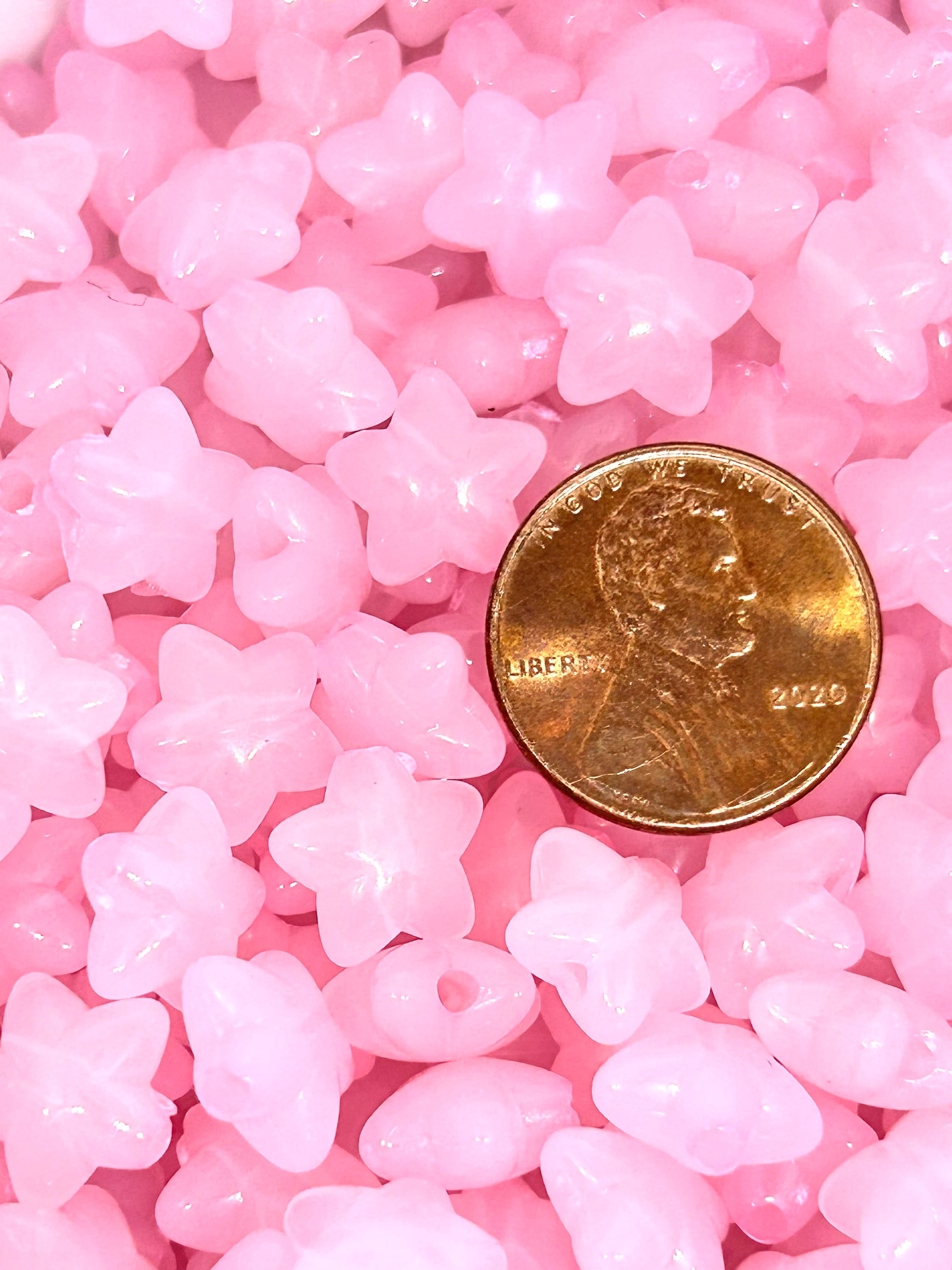 Translucent Light Pink Star Beads, Little Star