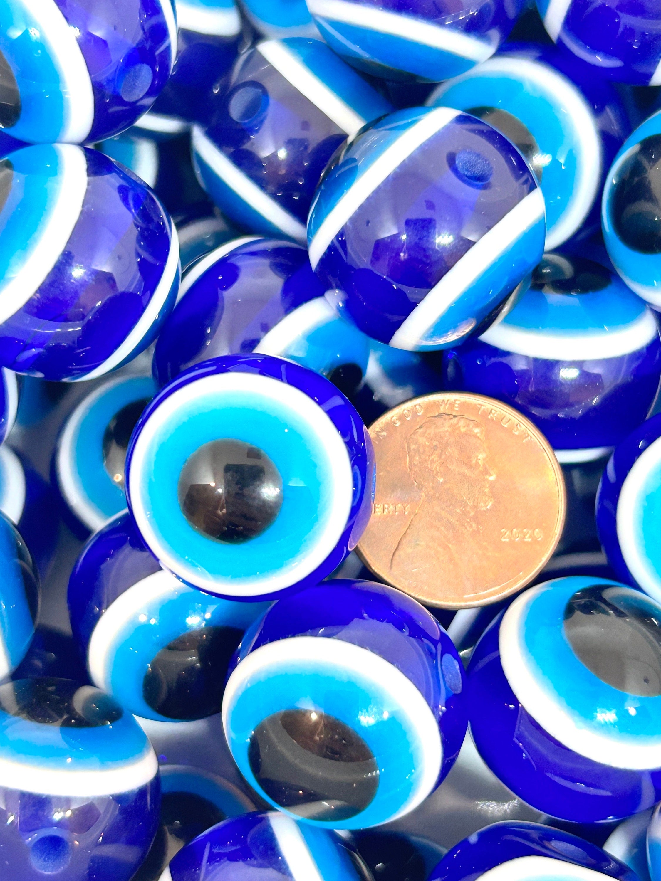 Eerie 20mm Royal Blue Eye Ball Beads by Madison Beads - Perfect for Spooky Halloween DIY Crafts and Jewelry Making