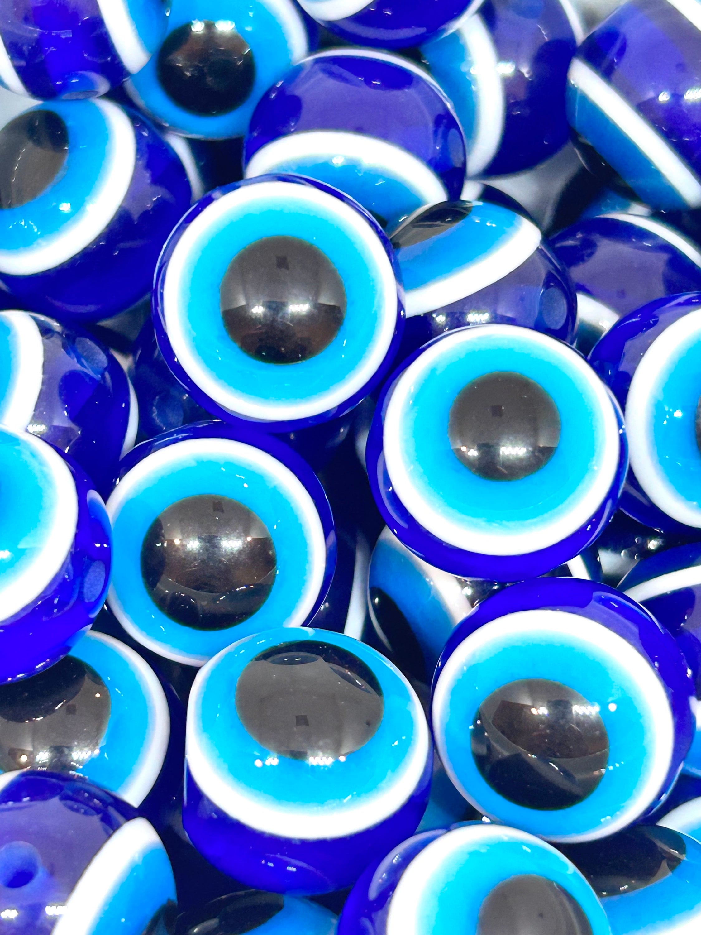 Eerie 20mm Royal Blue Eye Ball Beads by Madison Beads - Perfect for Spooky Halloween DIY Crafts and Jewelry Making