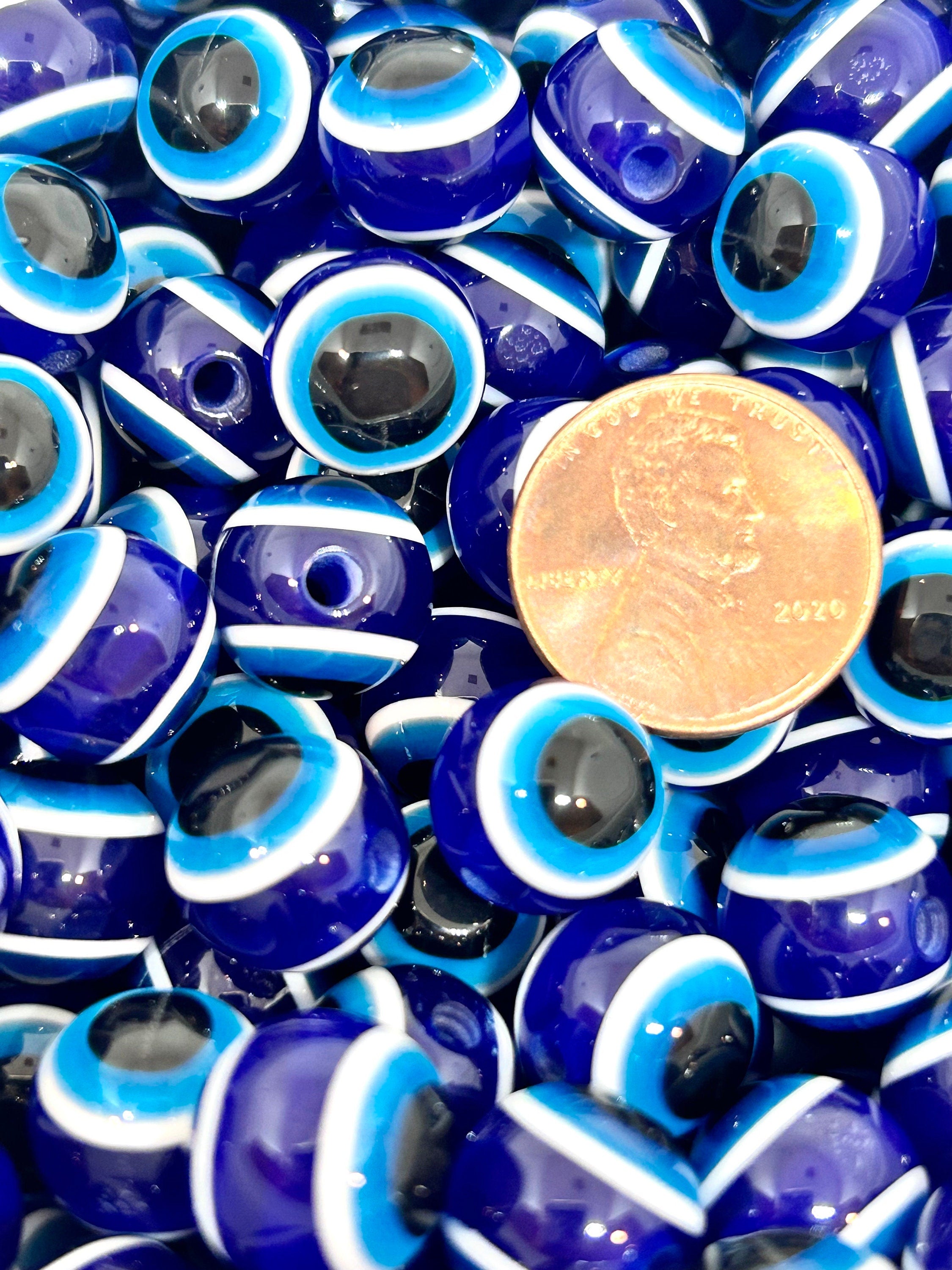 Spooky 12mm Royal Blue Eye Ball Beads by Madison Beads - Essential Halloween Crafting and Jewelry Making Supply