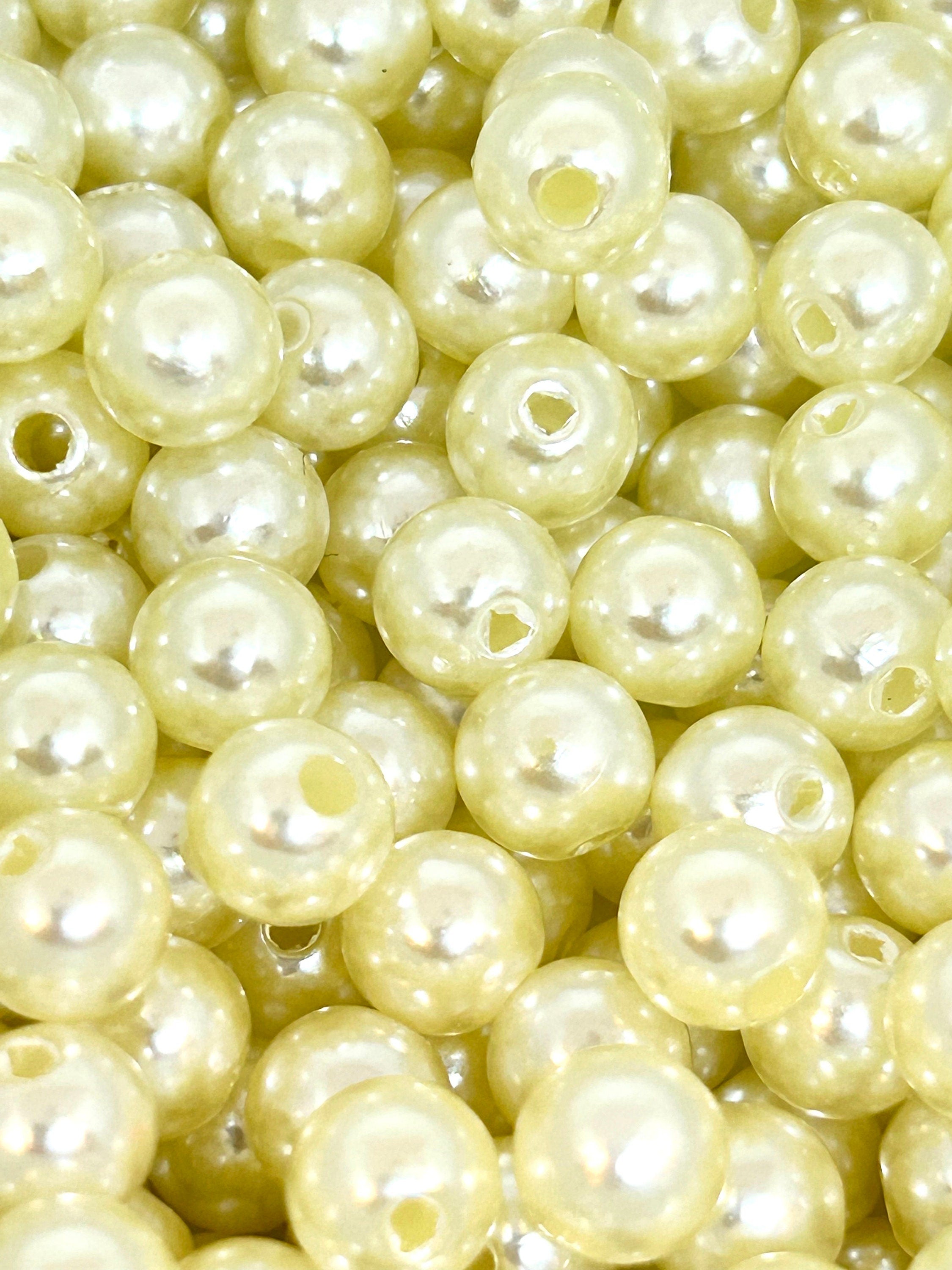 8mm Cream Colored Round Imitation Pearls - Exquisite Beads for Bracelets & Necklaces