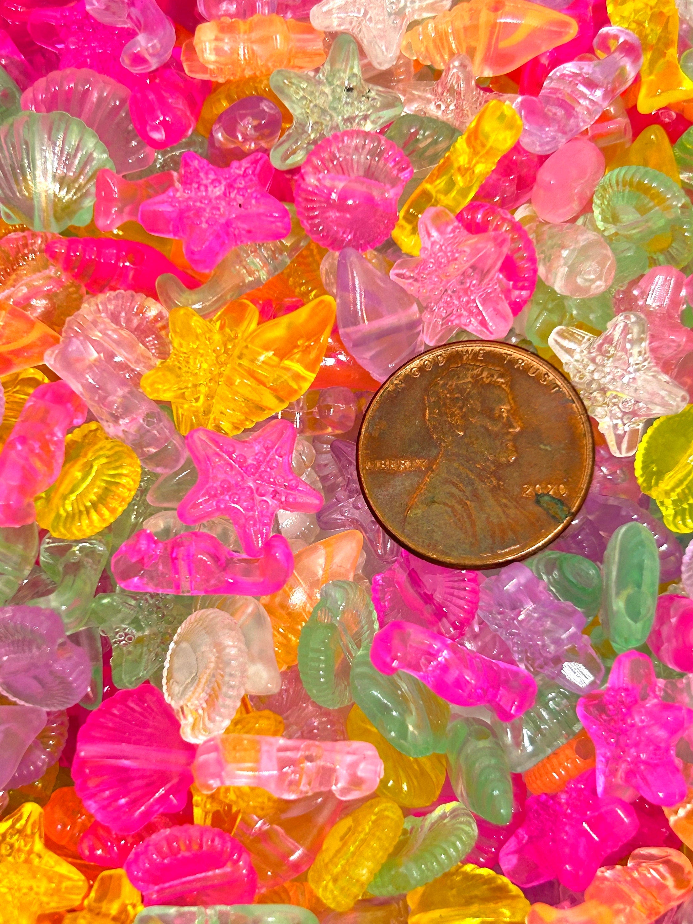 Bright Colored Translucent Mermaid Shell and Fish Bead Mix - Ideal for Ocean-Themed Jewelry Designs