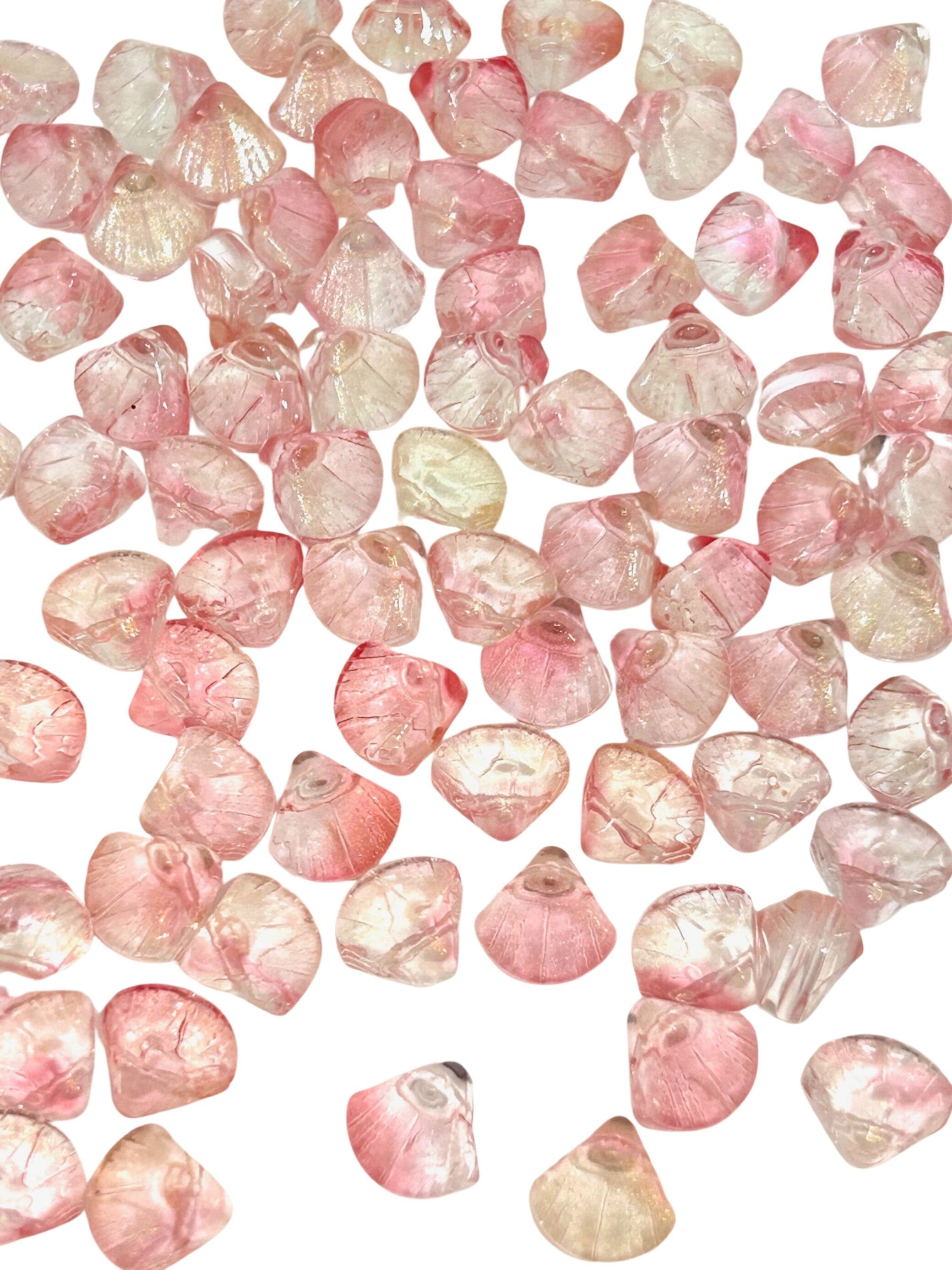 Glass Mermaid Seashell Beads with a Hint of Pink - Perfect for Ocean-Themed Jewelry Designs