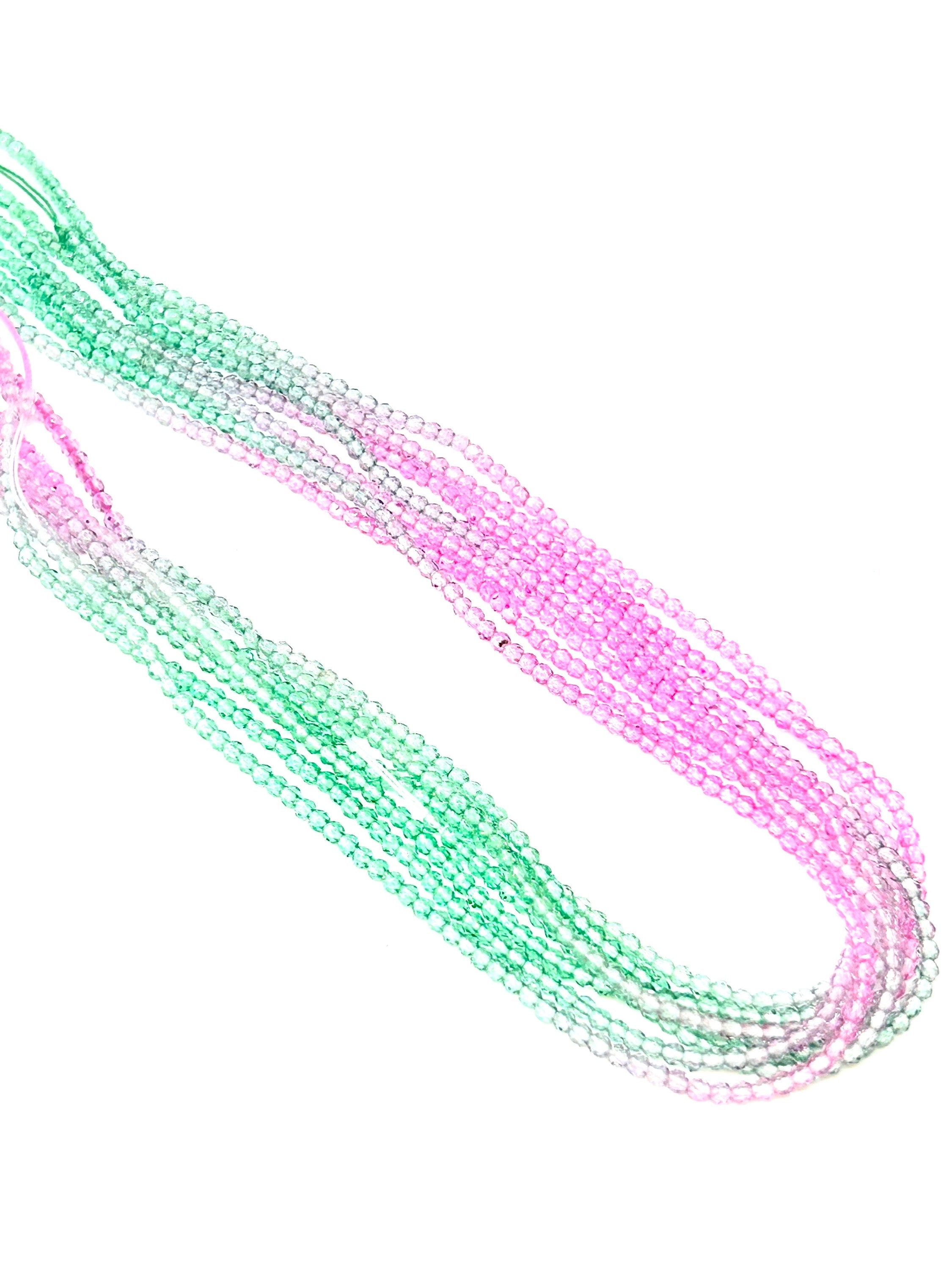 Mermaid's Whisper: Pink & Green Glass Faceted Bead Strand