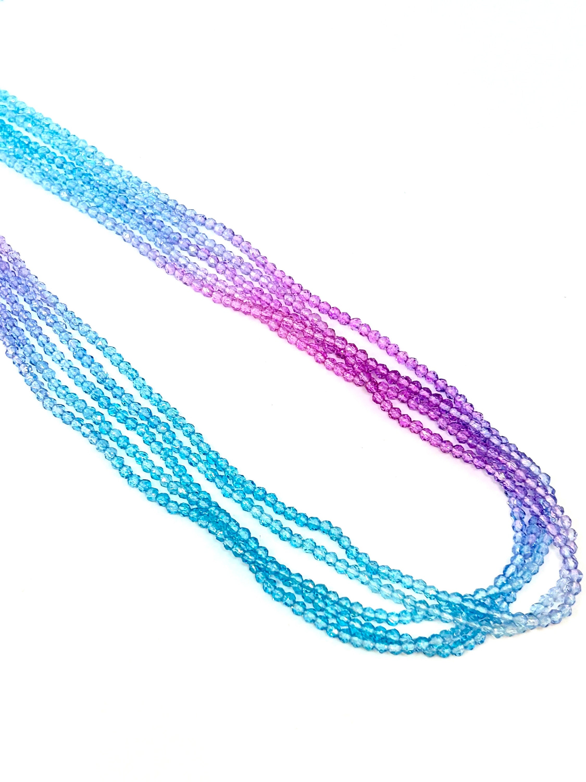 Mermaid Dreams Ombre Glass Beads - Purple, Pink, Blue Faceted Strand