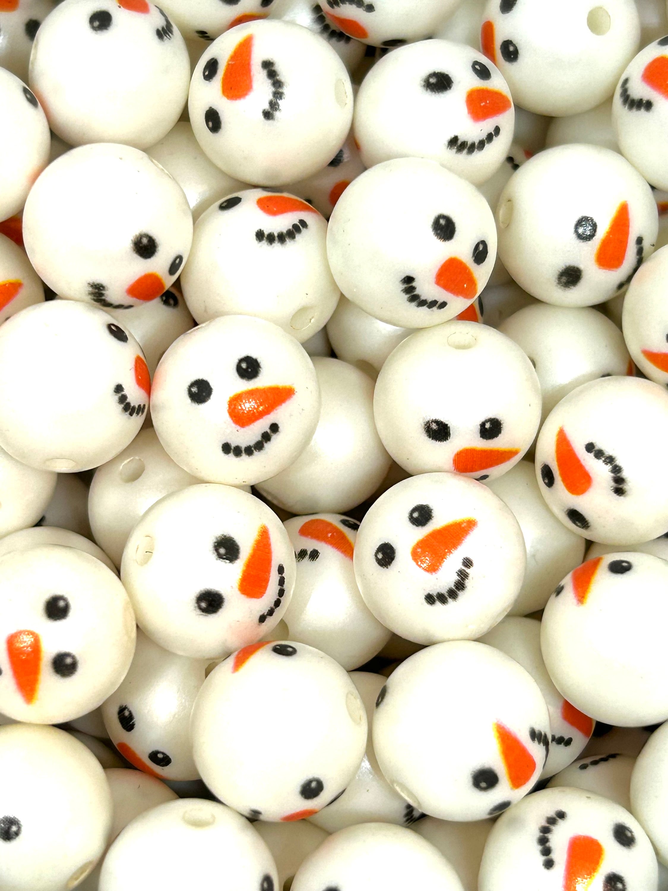 12mm Chunky Snowman Beads - Versatile for Jewelry, Garlands & Festive Decor