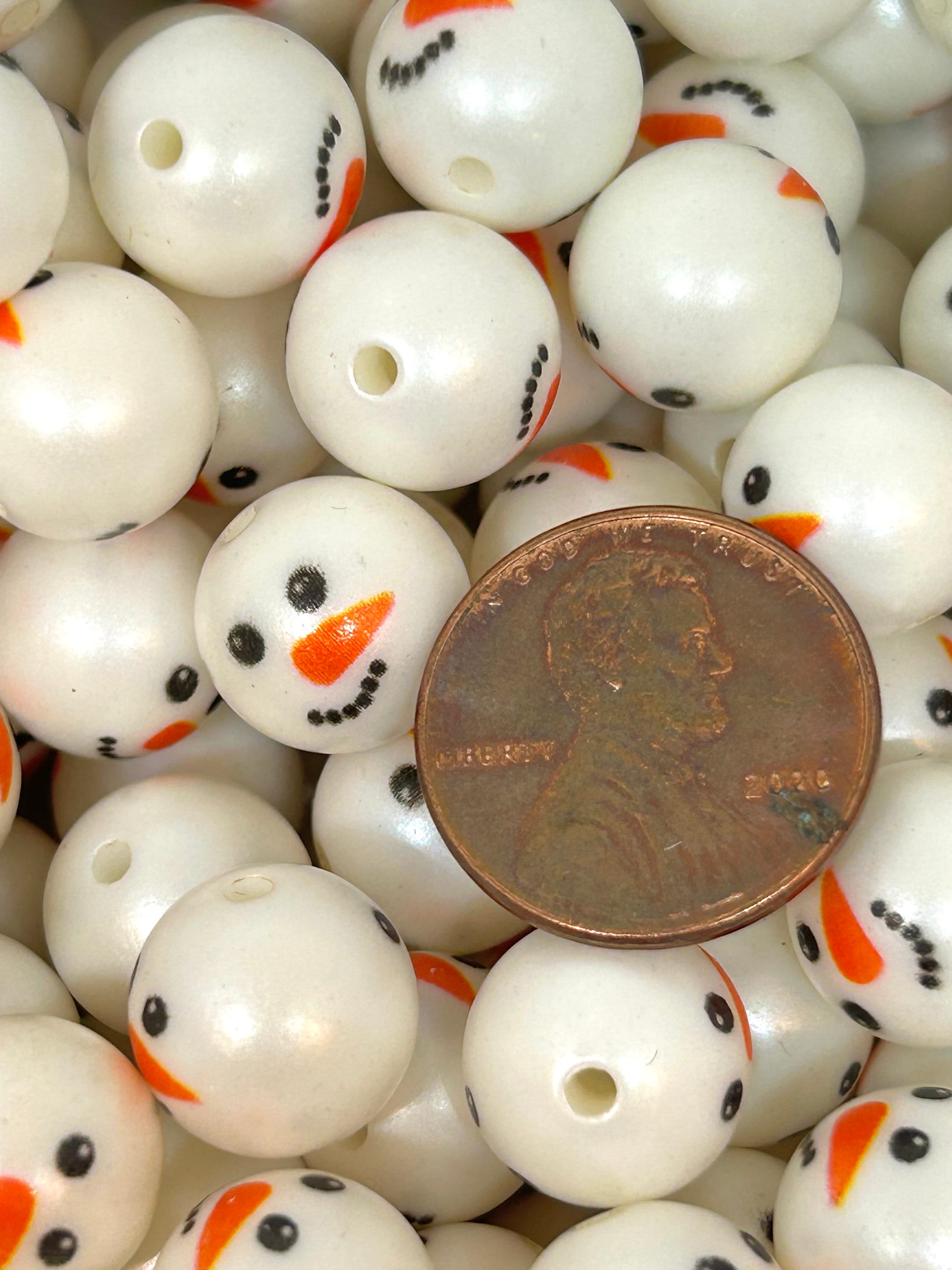 12mm Chunky Snowman Beads - Versatile for Jewelry, Garlands & Festive Decor