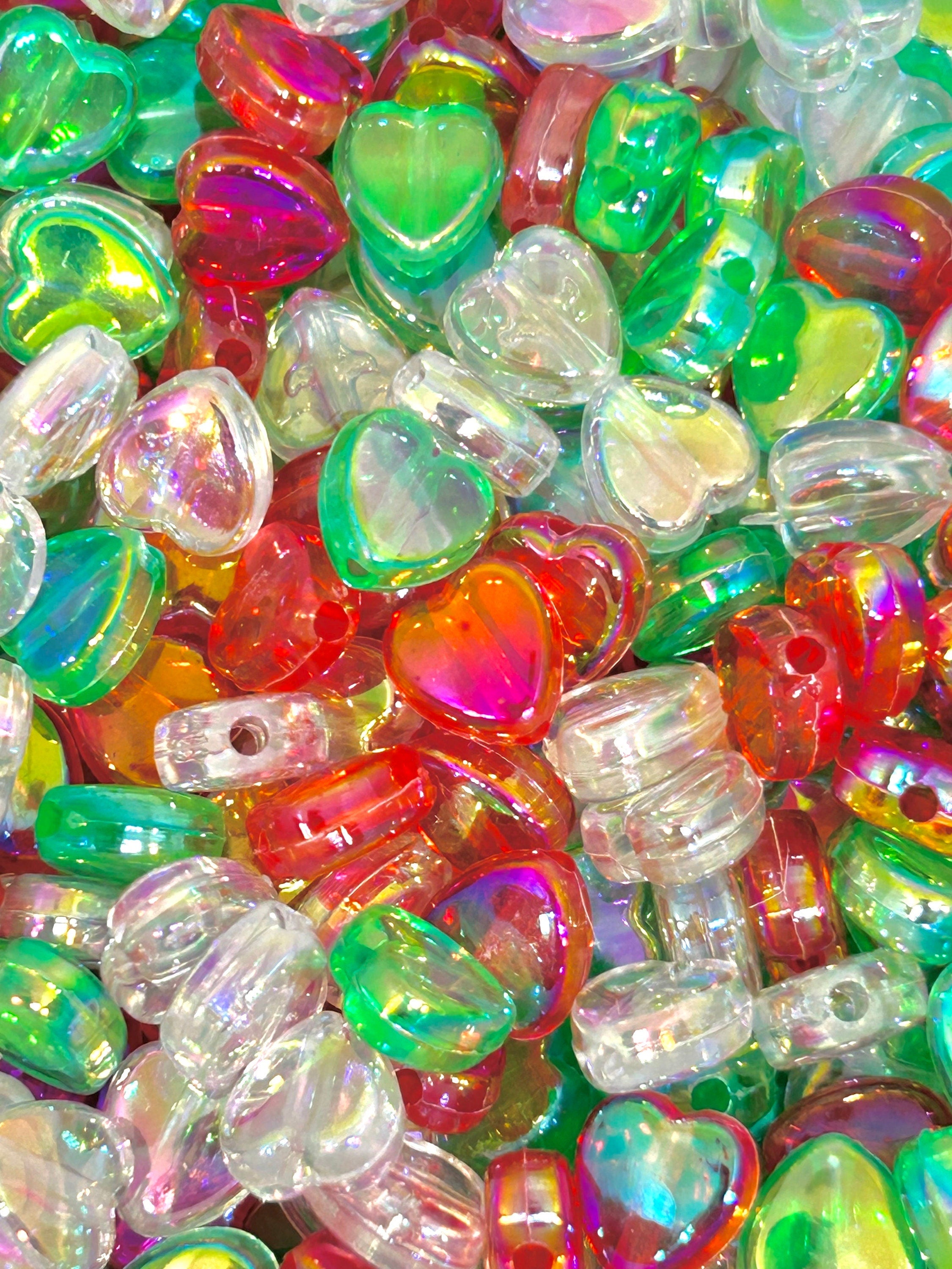 Iridescent Christmas Heart Bead Mix