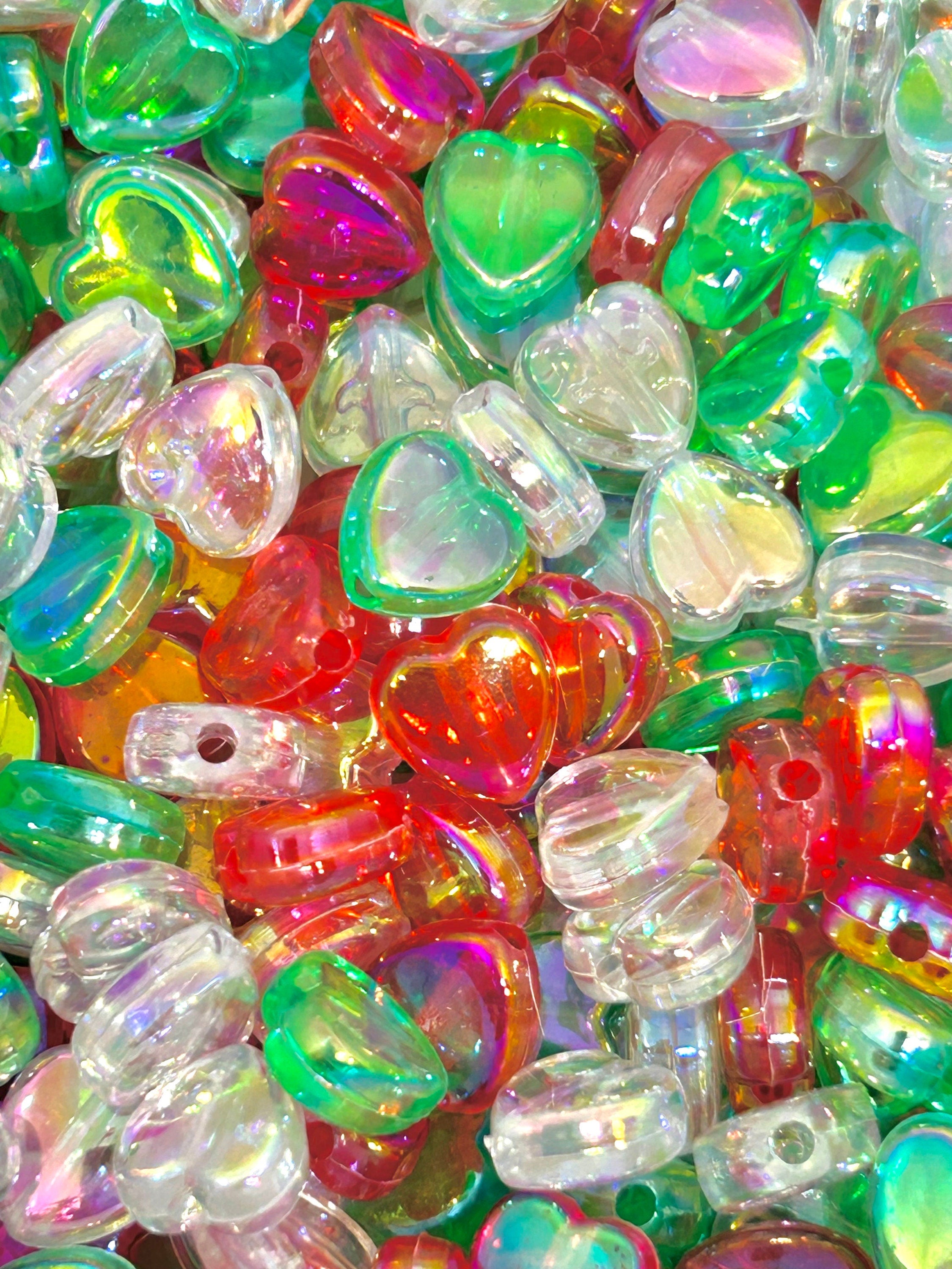 Iridescent Christmas Heart Bead Mix