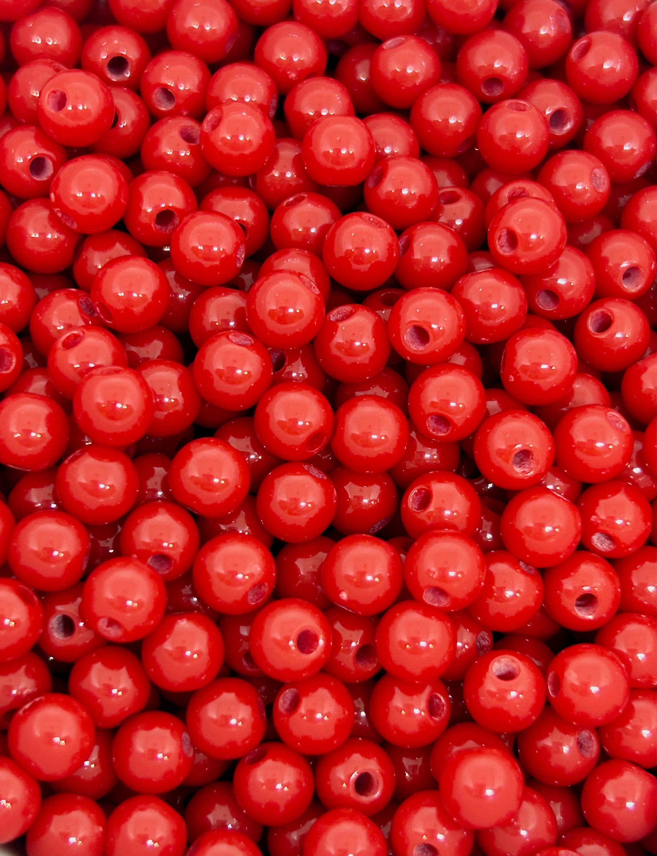 6mm Red Opaque Bracelet Beads - Ideal for Christmas & Valentines Jewelry