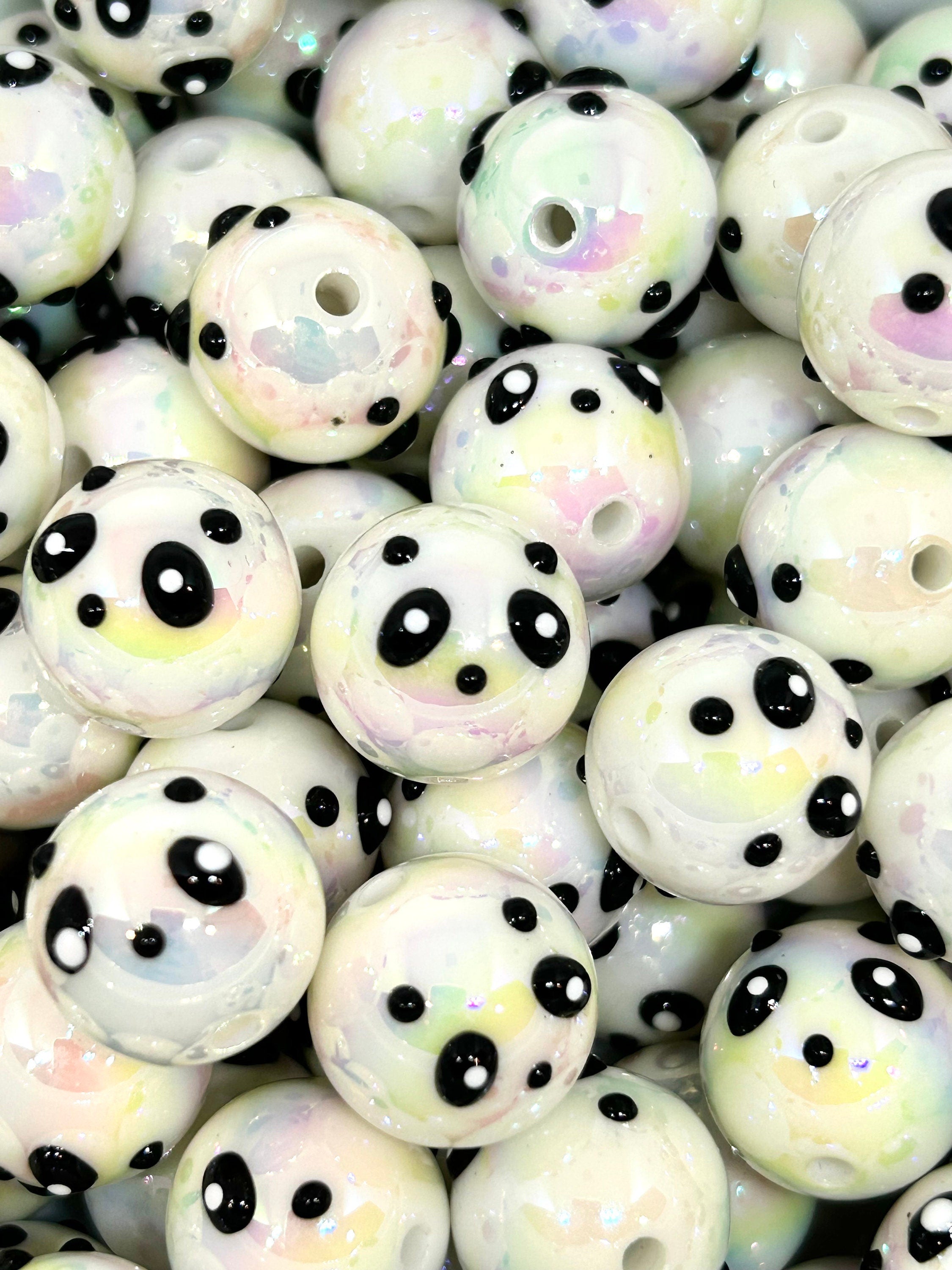 16mm Chunky Hand-painted Panda Beads